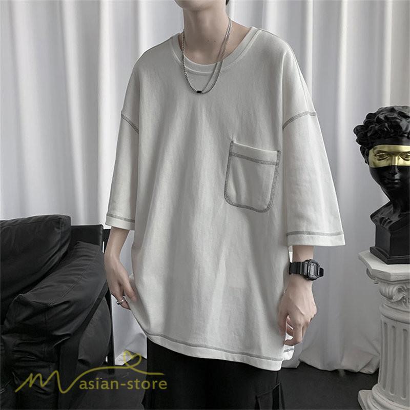 Tシャツ | 半袖メンズ カットソー ゆったり 半袖 カジュアル おしゃれ カジュアル 夏新作 体型カバー シンプル 30代 カッコウイイ ポケット 20代 無地
