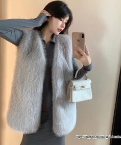 ベスト | ファーレディース 秋冬 ミドル丈 アウター ジレ 羽織り 前開き カーディガン フェイクファー コーデ ノーカラー 送料無料 秋物 冬服 袖なし