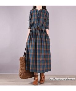 マキシ | チェックワンピース 秋ワンピース ロングワンピース 長袖ワンピース レディース ワンピース 秋物 ロング丈 ゆったり チェック柄 長袖 リボン付き 大人 30代