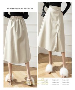 スカート | ロング秋冬 レディース フレア Aライン スリット 上品 フェミニン レザーかっこいい 通勤 OL キレイめ オフィス カジュアル