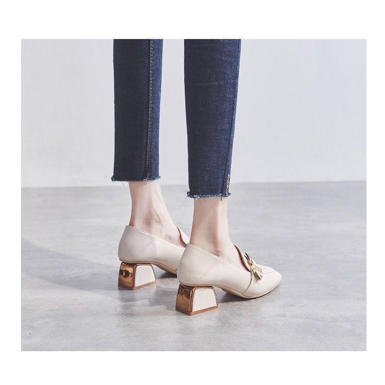 パンプス | スクエアトゥ チャンキーヒール ミドルヒール スリッポン レディース スリップオン シューズ 太ヒール ローファー 黒 22.5cm-25cm ブラック 30代