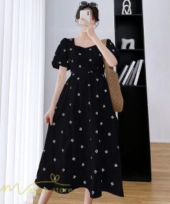 ワンピース | マタニティスカート レディース 着痩せ Aライン半袖 スクエアネック 薄手 夏新作 膝丈 妊婦服 柄 ポケット 産前 マタニティウェア 夏服