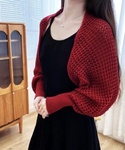透かし編みトップス | ニットカーディガン レディース ショール