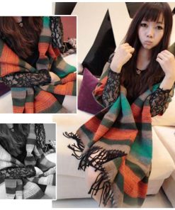 マフラー | ストール マフラー ロング スカーフ 秋冬 チェック柄 大判 ニット