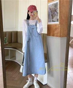 オーバーオール サロペット | レディース レディス ボトムス ジャンバースカート サロペット ロング丈 無地 20代 30代 40代 50代 上品 デニムワンピース オールインワン 体型カバー デニム