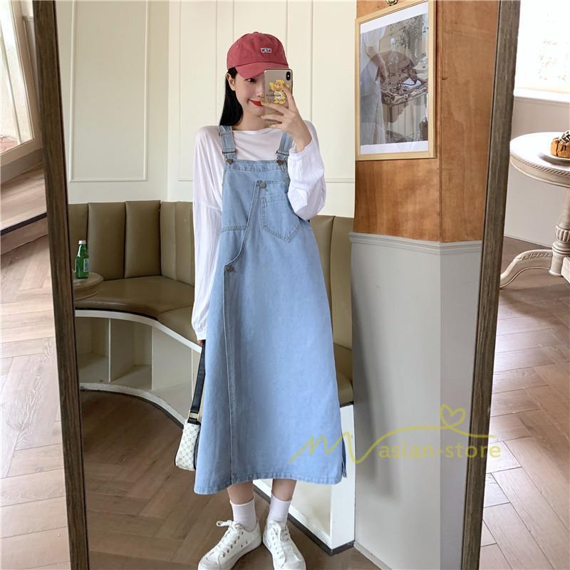 オーバーオール サロペット | レディース レディス ボトムス ジャンバースカート サロペット ロング丈 無地 20代 30代 40代 50代 上品 デニムワンピース オールインワン 体型カバー デニム