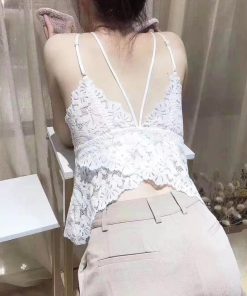 キャミソール | 総レースVネック カップ入り