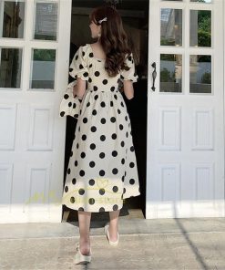 マキシ | ワンピース レディース チュニック 半袖 楽ちん 大きいサイズ 体型カバー ドット柄 カジュアル お出かけ ファッション 着痩せ 20代30代40代 エレガント 夏物