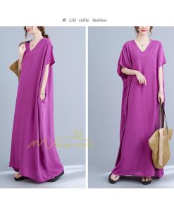 ミディアム | ワンピース マキシワンピース レディース ワンピ ロングワンピース ロングワンピ ロング マキシ 半袖 Vネック 体型カバー 2022夏物 カジュアル 20代30代40代50代