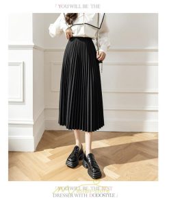 スカート | ロング 秋 秋服 レディース ボトムス ロング冬 プリーツ 無地 可愛い カジュアル オシャレ 着痩せ 韓国風 可愛い キレイめ