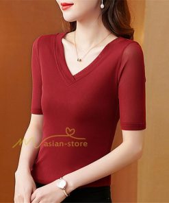 tシャツ・カットソー | Tシャツ レディース カジュアル Vネック おしゃれ 女性用 シンプル 無地 20代30代40代50代 カシュクール インナー フェミニン 上品 お出かけ 着痩せ カジュアル