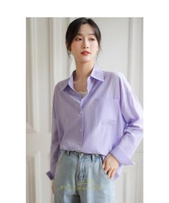 シャツ・ブラウス | ブラウス トップス 長袖 Vネック ボタン 無地 上品 通勤 レディース 秋 20代 30代 40代 OL ママ 母 フェミニン デート お出かけ 通勤 リクルート お仕事