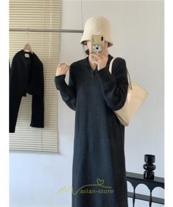 ニットワンピース | ワンピース 春 春服 レディース 長袖 ゆったり vネック 着痩せ 可愛い おしゃれ 大人フェミニン 女子会 通勤 デート お出かけ 秋冬
