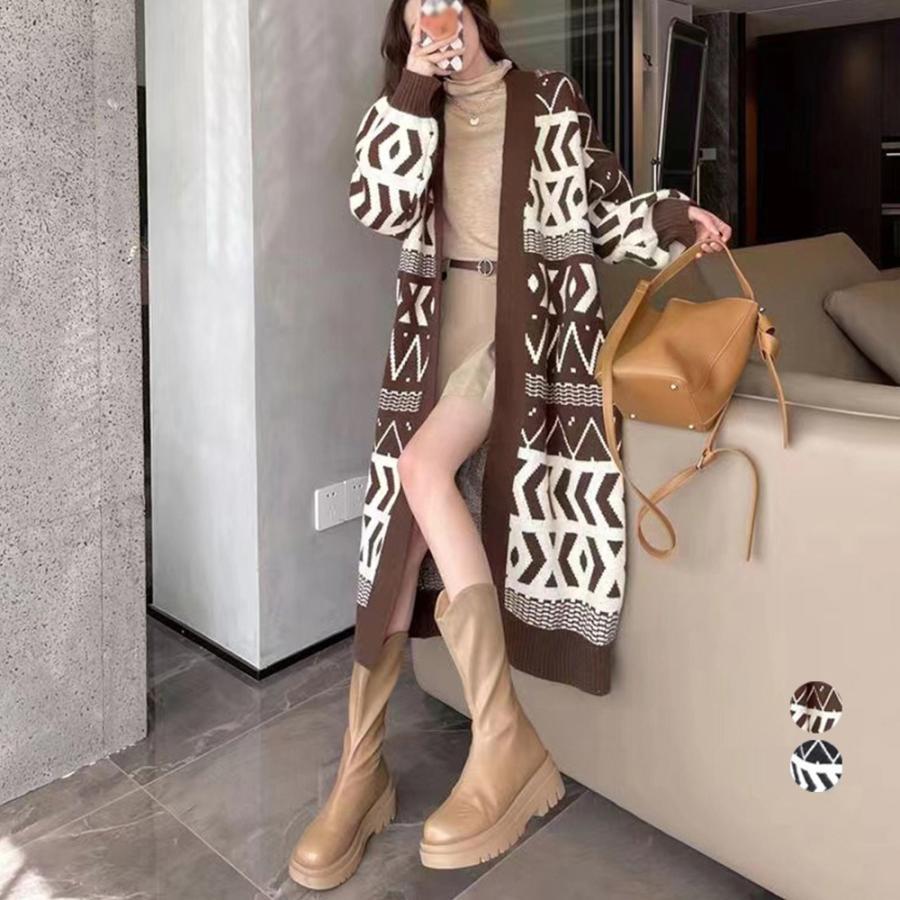カーディガン | ニットロングカーディガンレディース韓国冬