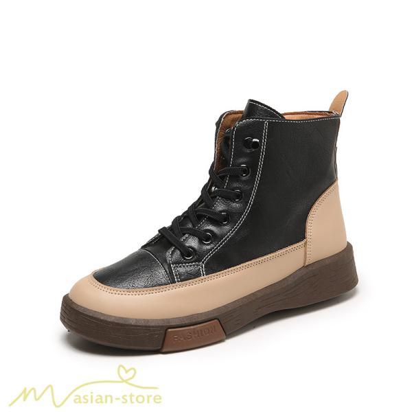 ショートブーツ | レディース ブーティー 太ヒール ブーツ ショートヒール カジュアル レースアップ 厚底 歩きやすい 厚底ブーツ コスプレ靴 編み上げブーツ