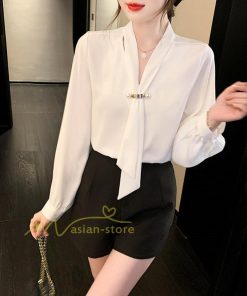 シャツ・ブラウス | ブラウス レディース きれいめ 40代 春秋 上品 無地 ブラウス 長袖 ゆったり オシャレ 韓国風 通勤 着痩せ 50代 フェミニン エレガント 大人 30代 リボン付き