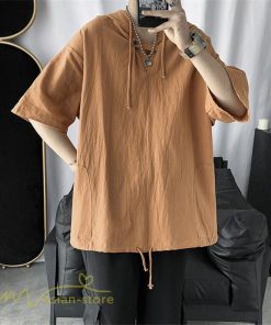 Tシャツ | トップス メンズ カットソー パーカー フード付き カジュアル 無地 7分丈 ゆったり 大きいサイズ 20代 30代 夏新作 ルームウェア 体型カバー シンプル
