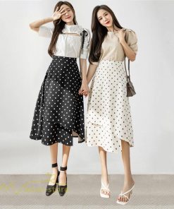 スカート | ロング 水玉 春夏 Aラインエレガント レディース 40代 ハイウェストボトムス 大人 通勤OL 体型カバー 20代 オシャレ30代 50代