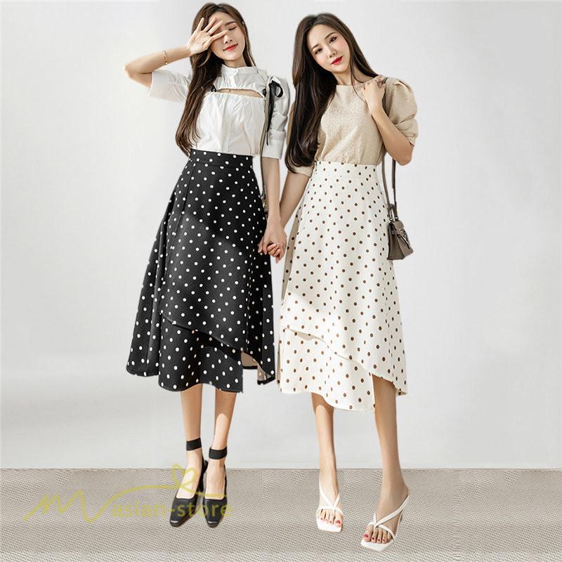スカート | ロング 水玉 春夏 Aラインエレガント レディース 40代 ハイウェストボトムス 大人 通勤OL 体型カバー 20代 オシャレ30代 50代