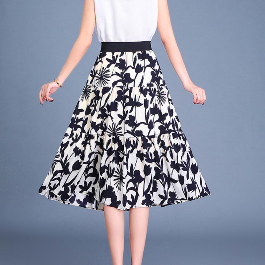 フレアスカート | ミモレ丈スカート サラリ Aライン 花柄