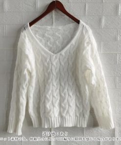 ニット・セーター | ケーブル編みニットトップス Vネック春秋