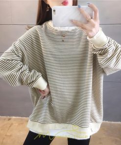 パーカー | 重ね着風トレーナー レディース 長袖 トップス カジュアル スウェット 丸首 プルオーバー ゆったり 抜け感 シンプル 大人 無地 ボーダー柄