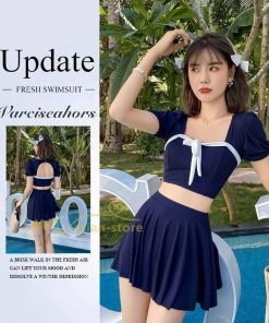 水着 | レディース ワンピース型 体型カバー 温泉2点セット 水着セット セクシー お洒落 可愛い 20代30代40代 無地 セパレート 韓国ファッション 着痩せ