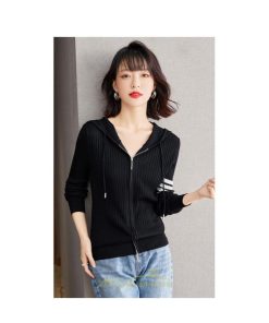 ニット・セーター | カーディガン レディース ニット 上品 カーデ ジャケット シンプル 長袖 秋 冬 秋冬 大人 レトロ風 着痩せ ウール 通勤 カジュアル フード付き 楽チン