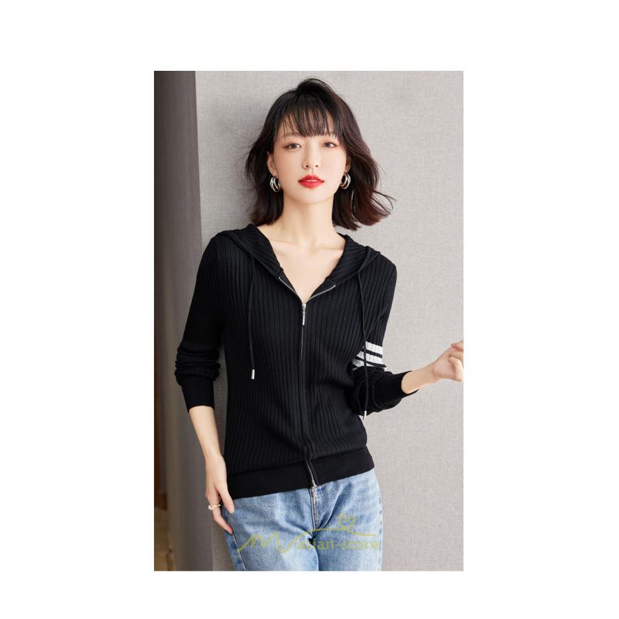 ニット・セーター | カーディガン レディース ニット 上品 カーデ ジャケット シンプル 長袖 秋 冬 秋冬 大人 レトロ風 着痩せ ウール 通勤 カジュアル フード付き 楽チン