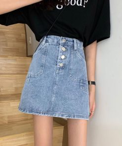 タイトスカート | ハイウエスト デニムスカート 着やせ レディース 韓国風 ミニスカート カジュアル 台形スカート おしゃれ【ネコ