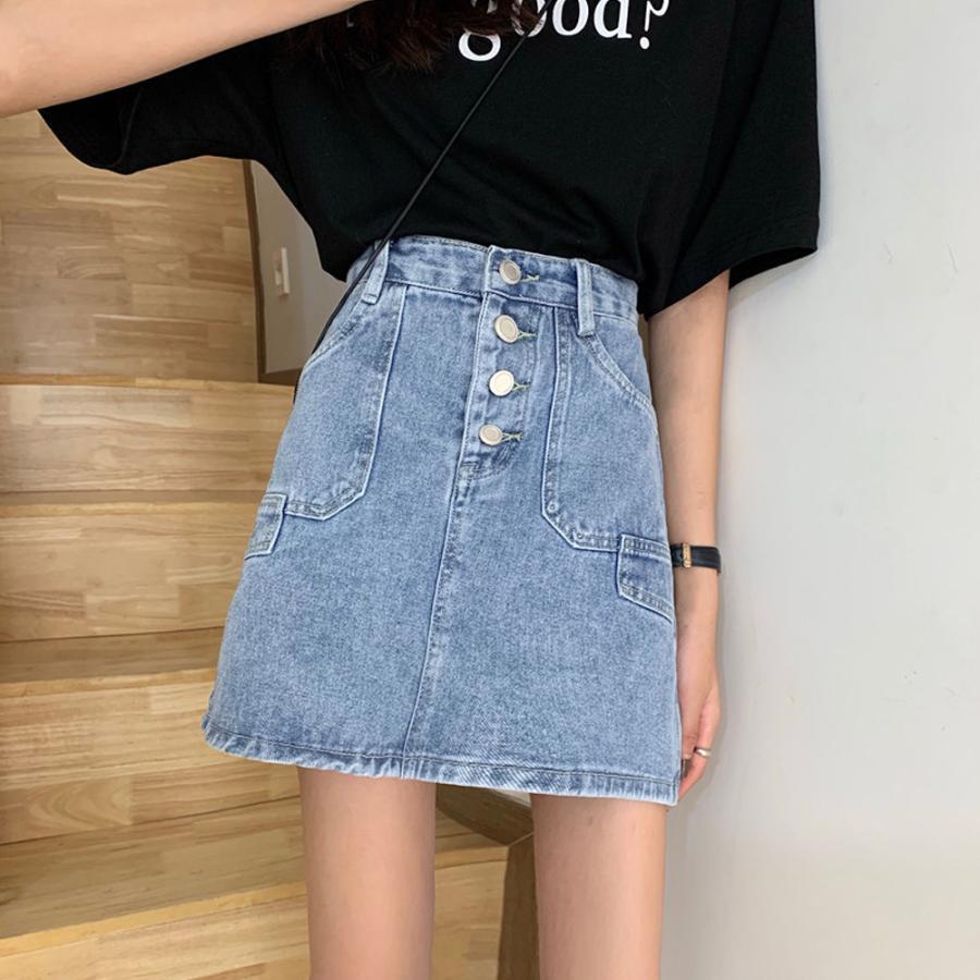 タイトスカート | ハイウエスト デニムスカート 着やせ レディース 韓国風 ミニスカート カジュアル 台形スカート おしゃれ【ネコ