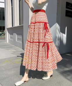 スカート | フレアロングレデイース リネンウエストゴム 綿麻混 マキシマキシ レトロ風 体型カバー リゾート 夏物