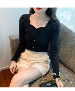 tシャツ・カットソー | ショート丈Tシャツ レディース 長袖Tシャツ カットソー タイト スリム 無地 トップス 綿 秋物 可愛い 小さい 通学通勤 20代30代 インナー 綿Tシャツ