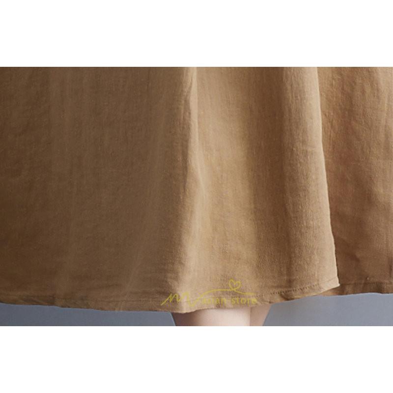 送料無料SALE | 夏ワンピース 五分袖 麻ワンピース Aラインワンピース 大きめ ゆったり 無地 Vネック ミモレ丈 ロングワンピース 女っぽい 通学通勤 30代40代 可愛い 大人