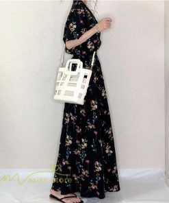 マキシ | ロングワンピース 半袖ワンピース 夏ワンピース Aラインワンピース レディース 夏物 ワンピ 花柄 30代40代 ウエストゴム 落ち感 Vネック スーツカラー