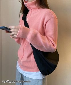 カーディガン | ニットレディース トップス リブニット ジップアップ ハイネック 羽織り 長袖 カーディガン ジャケット ライトアウター ニット セーター