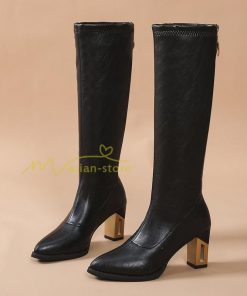 ロングブーツ | ブーツ ヒール カジュアル レディース 靴 シューズ お出かけ 秋冬 ロング丈ブーツ ジョッキーブーツ 春秋冬 黒靴 大人 美脚 太ヒール