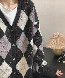 カーディガン | アーガイル柄ニットカーデ