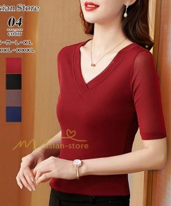 ｔシャツ・カットソー | Tシャツ レディース カジュアル Vネック おしゃれ 女性用 シンプル 無地 20代30代40代50代 カシュクール インナー フェミニン 上品 お出かけ 着痩せ カジュアル