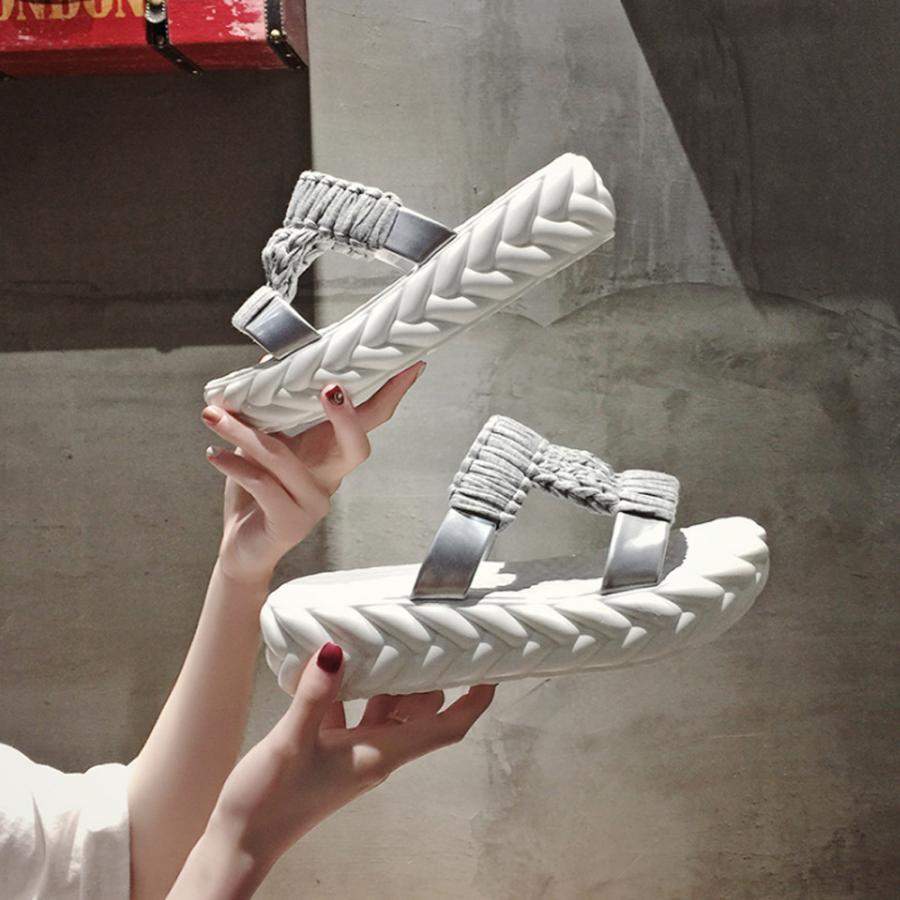 サンダル | 厚底メッシュ ニットサンダル