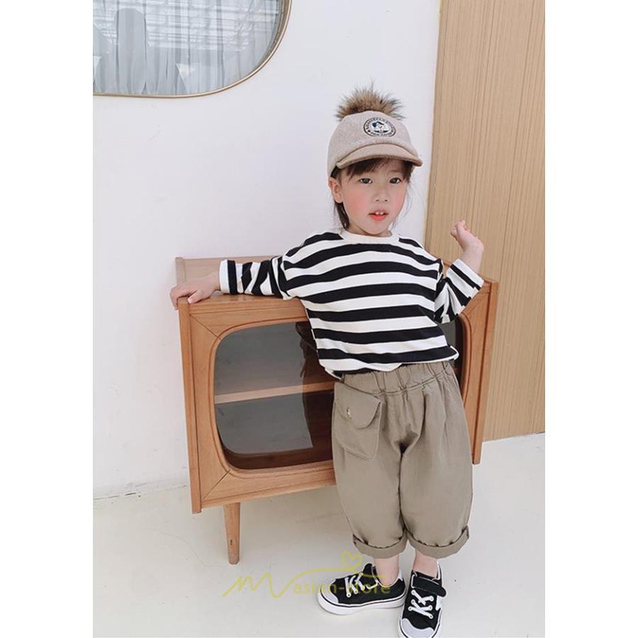 衣装 服 | 子供服 長袖Tシャツ キッズ 男の子 女の子 ロンT トップス 長袖 コットン 春 秋 カジュアル ボーダー柄 ナチュラル 可愛い 男女兼用