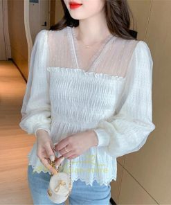 シャツ・ブラウス | ブラウス レディース きれいめ 40代 春夏秋新作 オシャレブラウス レースシャツ 長袖トップス パフスリーブブラウス 大人 20代30代 2022 通勤 着回し エレガント