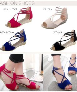 サンダル | レディース 歩きやすい ウェッジソール バックファスナー ローヒール