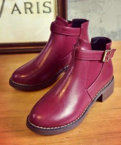 ショートブーツ | ブーツ ブーティー レザーブーティー チャンキーヒール ポインテッドトゥ シューズ 靴 スリップオン レディース 太ヒール オフィス 大人 25cm 無地 サイドゴア