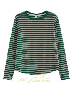 tシャツ・カットソー | 春物 レディース Tシャツ カットソー 長袖 トップス 綿 ボーダー シンプル プルオーバー リブ 柔らか 美ライン スリム ストレッチ 丸ネック 微伸縮 20代30代