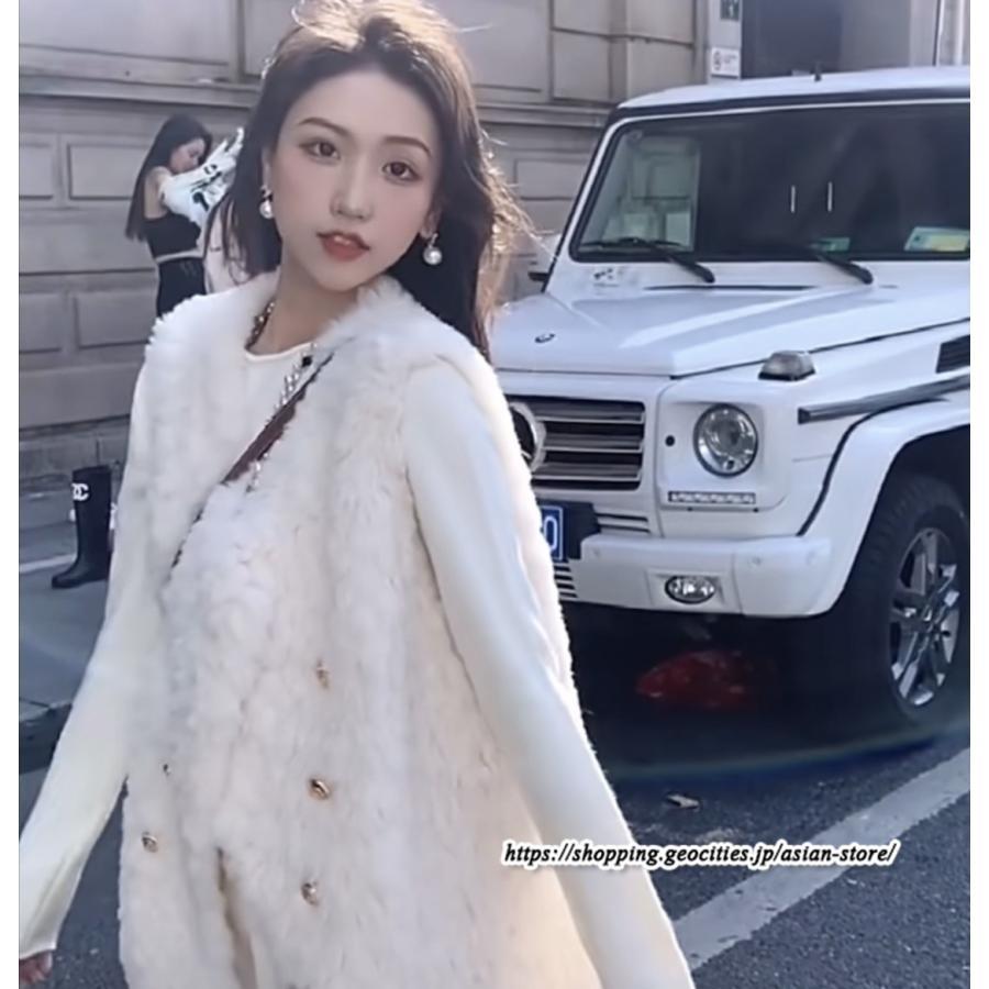 ベスト | ボリュームフェイクファーファー毛皮レディース 冬 フェイクファー 毛皮コート アウター ノースリーブ ふわふわ ジレ 前開き 秋冬