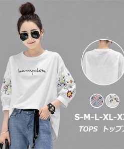 シャツ・ブラウス | シャツ ブラウス レディース パフスリーブ 花柄 刺繍 ストライプ トップス ラウンドネック 韓国風 カジュアル フェミニン トレンド ゆったり ファッション