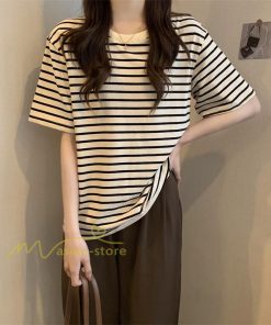tシャツ・カットソー | Tシャツ レディース 春夏 トップス カットソー 半袖 シャツ ストライプ柄 20代30代40代50代 カジュアル お出かけ 上品 韓国ファッション 着回し 着痩せ 快適