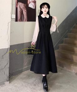 マキシ | ドッキングワンピース レイヤード風ワンピース ロングワンピース Aラインワンピース フェイク 切り替え 秋 レディース 30代40代50代 長袖ワンピ ワンピ