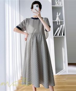 ワンピース | マタニティレディース マタニティウェア 夏 韓国風 Aライン 半袖 柄 産前 マタニティ サマー送料無料 膝丈 お出かけ 大きいサイズ 上品